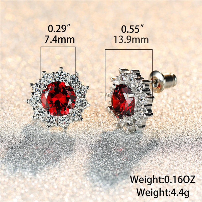 Sparkling zircon decorative flower stud earrings, simple and shiny style, copper jewelry, exquisite female gifts.