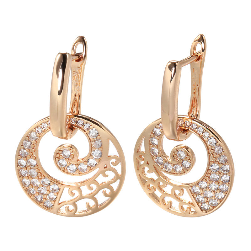 Chic sparkly elegant gold-toned hanging earrings with sparkling white gemstones for pretend play