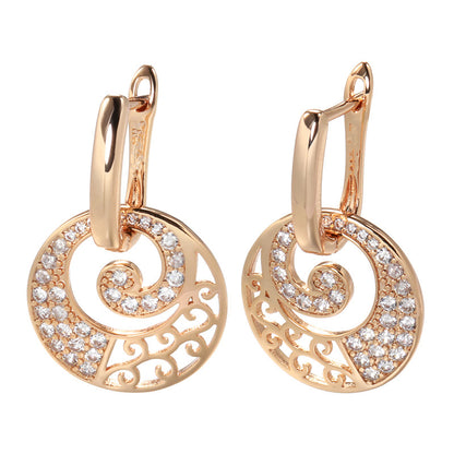 Chic sparkly elegant gold-toned hanging earrings with sparkling white gemstones for pretend play