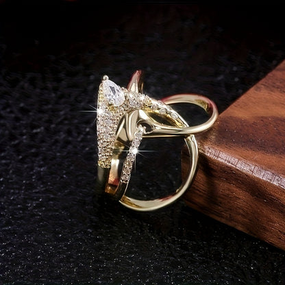 Stylish Ring Special Knot Design 18k Gold Plated Paved Shining Zirconia Match Daily Outfits Party Accessory Dupes Luxury Jewelry