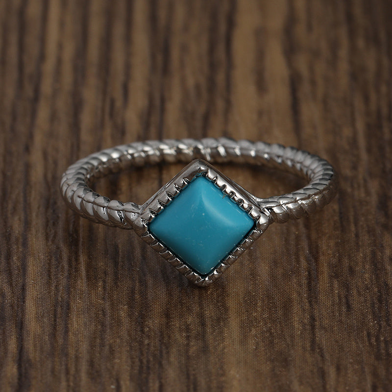 Bohemian ring set with square turquoise symbolizes simplicity and elegance with everyday clothing. The perfect birthday gift for someone you care about very much