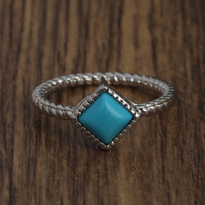 Bohemian ring set with square turquoise symbolizes simplicity and elegance with everyday clothing. The perfect birthday gift for someone you care about very much