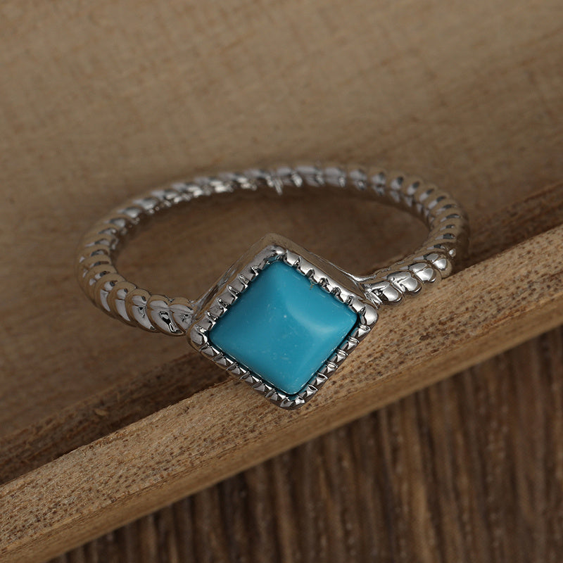Bohemian ring set with square turquoise symbolizes simplicity and elegance with everyday clothing. The perfect birthday gift for someone you care about very much