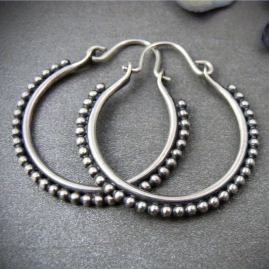 Silver Circle, Modern Circle, Tribal Circle, Tribal Jewelry, Unique Jewelry, Handmade Earrings, Gifts for Her