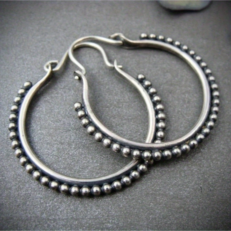 Silver Circle, Modern Circle, Tribal Circle, Tribal Jewelry, Unique Jewelry, Handmade Earrings, Gifts for Her