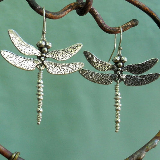 Dragonfly Earrings - Large - Silver