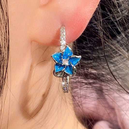 Bohemian Zirconia flower earrings, ladies jewelry anniversary gift