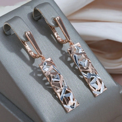 A Pair of Stylish Geometric Hollow Pendant Earrings Gold Silver Tone Wedding Fashion Jewelry