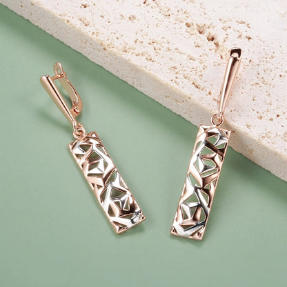 A Pair of Stylish Geometric Hollow Pendant Earrings Gold Silver Tone Wedding Fashion Jewelry