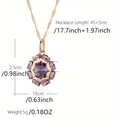 1 Sparkling Oval Purple Stone Pendant Necklace Women's Luxury Gold Party Everyday Jewelry Perfect for Pretend Play, Perfect for Winter, New Year
