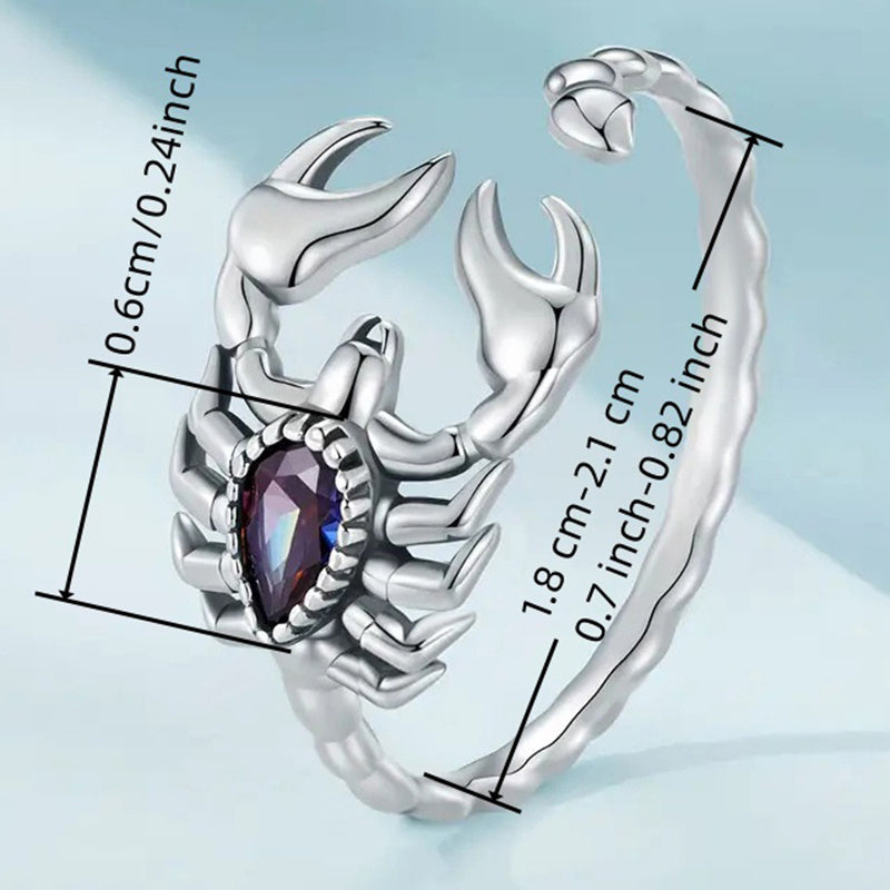 Ladies Adjustable Scorpion Ring - Hip Hop Retro Style, Synthetic Gemstone for Everyday Wear and Halloween Parties