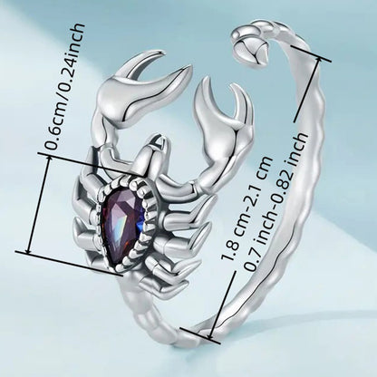 Ladies Adjustable Scorpion Ring - Hip Hop Retro Style, Synthetic Gemstone for Everyday Wear and Halloween Parties
