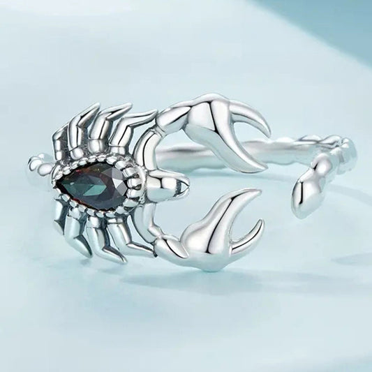 Ladies Adjustable Scorpion Ring - Hip Hop Retro Style, Synthetic Gemstone for Everyday Wear and Halloween Parties