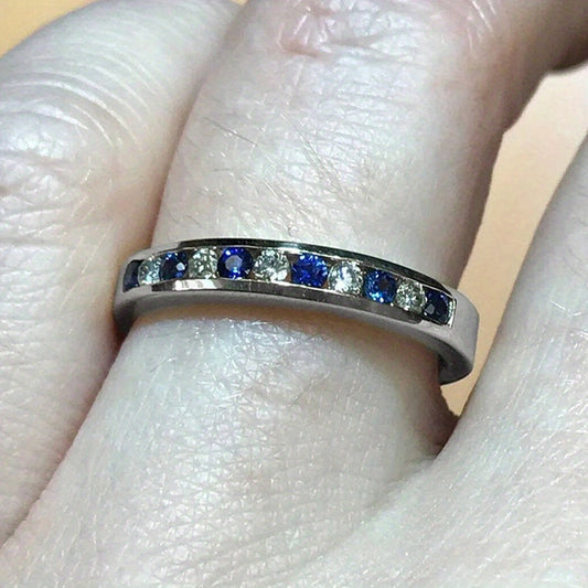 Simple and elegant ladies' birthday stone ring, September birthday stone, synthetic sapphire, copper base, perfect for Casual Attire and special occasions