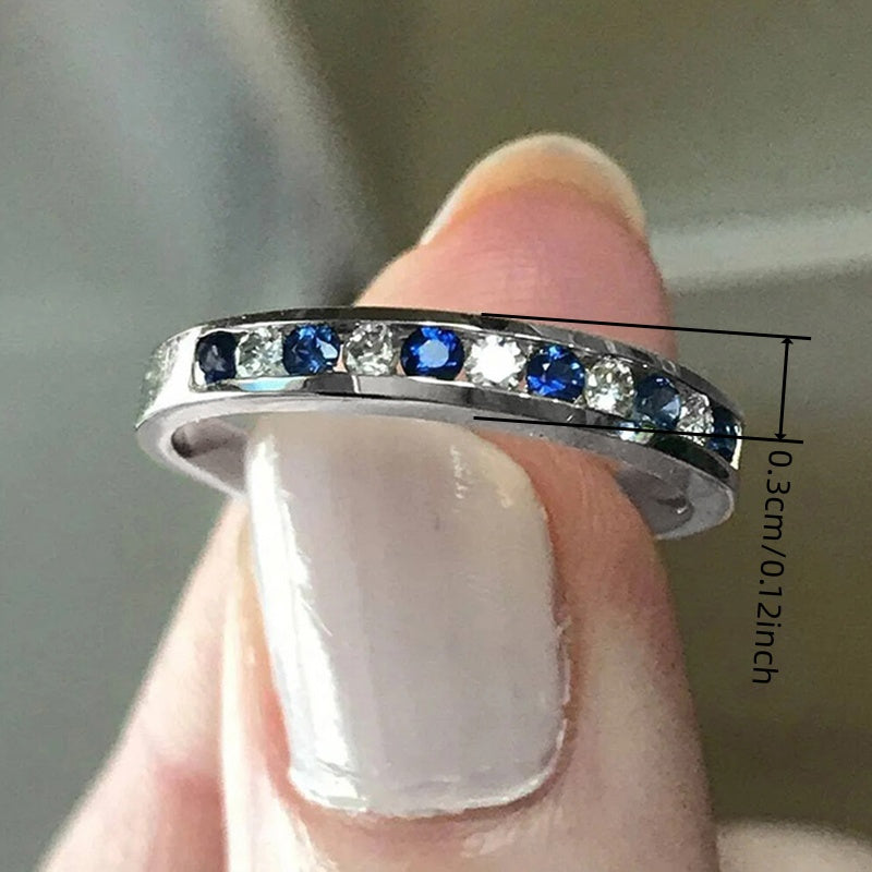 Simple and elegant ladies' birthday stone ring, September birthday stone, synthetic sapphire, copper base, perfect for Casual Attire and special occasions