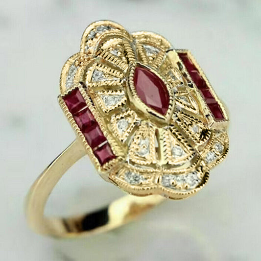 A Boho-style vintage copper wedding anniversary ring with oval synthetic and replica ornaments, adjustable in size, suitable for carnival gifts, July birthday stones, and ladies' party jewelry