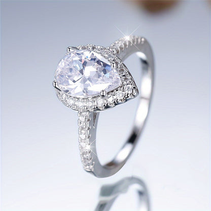 1Pc Bohemian Elegant Teardrop Engagement Ring for Ladies, Synthetic Moissanite, Cubic Zinc Oxide, Copper Bottom, Perfect for Weddings and Parties, All Season Jewelry Gifts