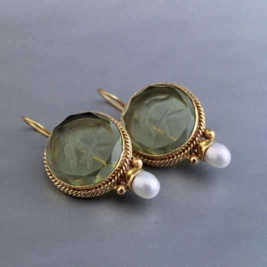 Vintage green handmade bohemian earrings for casual decor