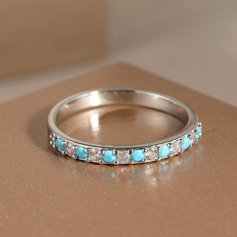 Vintage Bohemian Bridal Ring Set - 925 Silver Copper Plated, Square Zirconia and Green Gemstones, 3 Piece Engagement and Wedding Jewelry Set, Perfect for Christmas and Year-Round Gifts