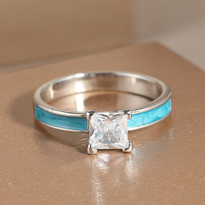 Vintage Bohemian Bridal Ring Set - 925 Silver Copper Plated, Square Zirconia and Green Gemstones, 3 Piece Engagement and Wedding Jewelry Set, Perfect for Christmas and Year-Round Gifts