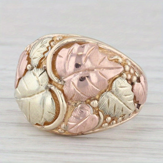 An antique bohemian 14K gold-plated copper ring with a unique design, handmade in three colors, suitable for daily wear and gift giving, unset, suitable for all seasons - Christmas Holiday Jewelry