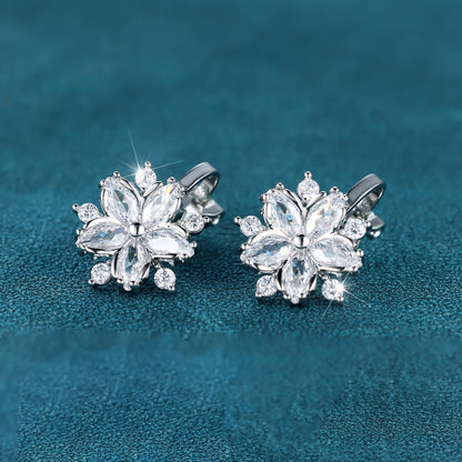 Stylish Horseshoe Cut White Cubic Zirconia Snowflake Clip Earrings - Perfect for Valentine's Day or Christmas