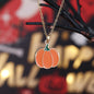 1 Halloween Pumpkin Necklace - Bohemian copper jewelry with festive orange pendant and green leaf accents, perfect for parties and holiday gifts