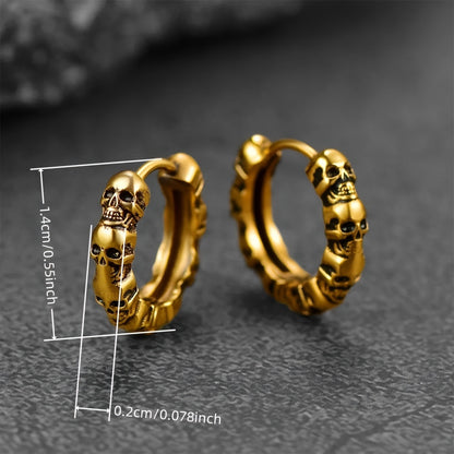 Halloween Skull Earrings for Women and Men - Vintage Gothic Style Copper Earrings, Nickel Plated Lead Free, Perfect for All Seasons, Casual Attire, and Party Occasions (1 Pair)