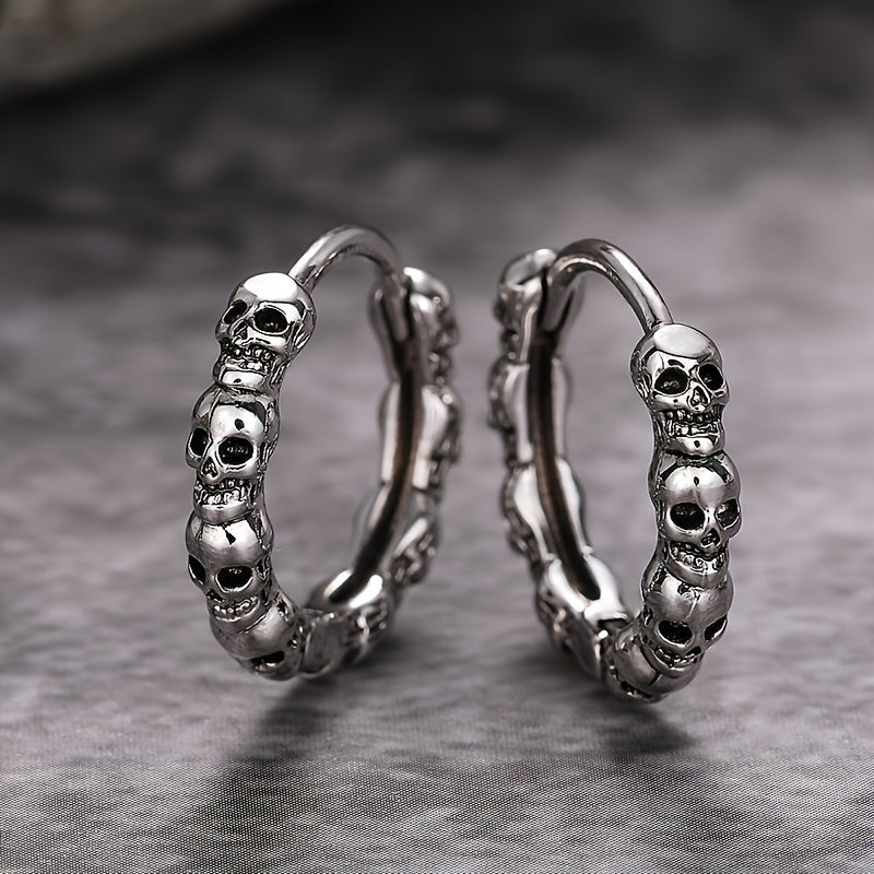 Halloween Skull Earrings for Women and Men - Vintage Gothic Style Copper Earrings, Nickel Plated Lead Free, Perfect for All Seasons, Casual Attire, and Party Occasions (1 Pair)