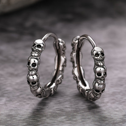 Halloween Skull Earrings for Women and Men - Vintage Gothic Style Copper Earrings, Nickel Plated Lead Free, Perfect for All Seasons, Casual Attire, and Party Occasions (1 Pair)