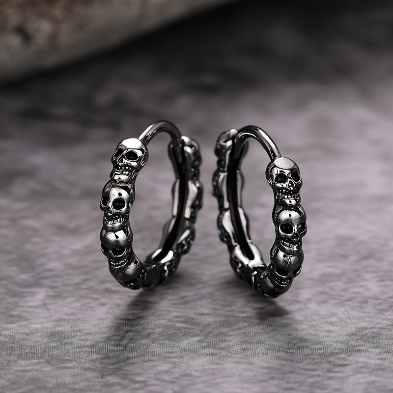 Halloween Skull Earrings for Women and Men - Vintage Gothic Style Copper Earrings, Nickel Plated Lead Free, Perfect for All Seasons, Casual Attire, and Party Occasions (1 Pair)