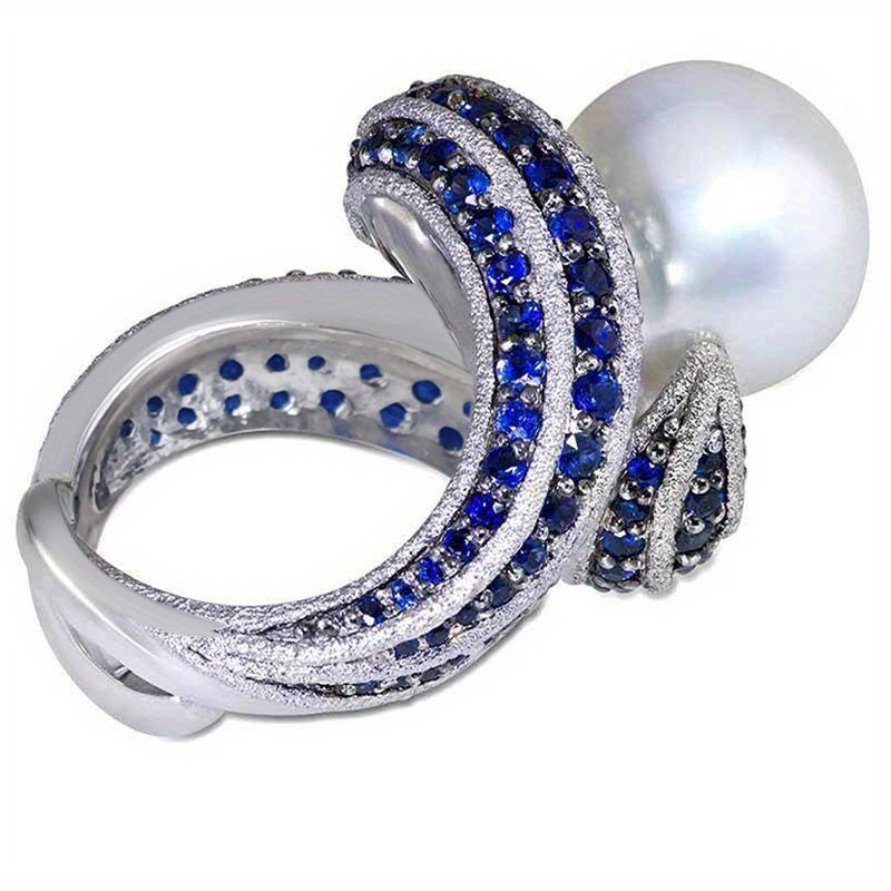A ladies personalized ring, exquisite luxury inlaid synthetic pearl ring, ladies party holiday wedding banquet high jewelry.