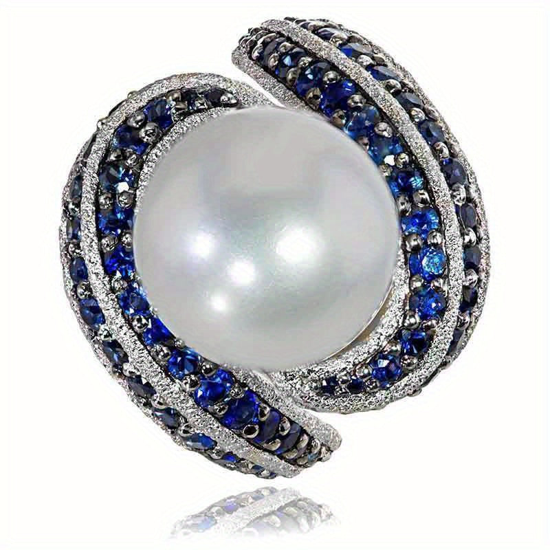 A ladies personalized ring, exquisite luxury inlaid synthetic pearl ring, ladies party holiday wedding banquet high jewelry.
