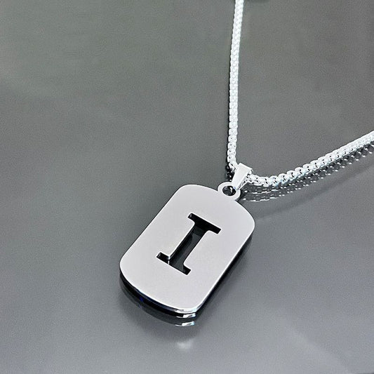 1 piece initial pendant necklace, 201 stainless steel, hollow design, non-fading, stylish punk street hip-hop accessories, unisex sweater chain