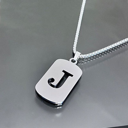 1 piece initial pendant necklace, 201 stainless steel, hollow design, non-fading, stylish punk street hip-hop accessories, unisex sweater chain