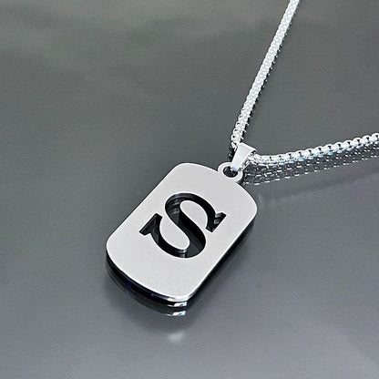 1 piece initial pendant necklace, 201 stainless steel, hollow design, non-fading, stylish punk street hip-hop accessories, unisex sweater chain