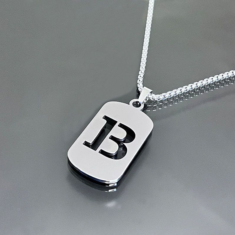 1 piece initial pendant necklace, 201 stainless steel, hollow design, non-fading, stylish punk street hip-hop accessories, unisex sweater chain
