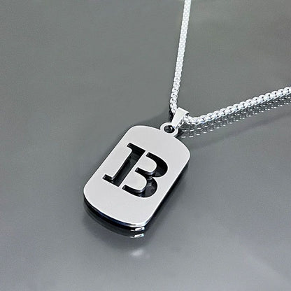 1 piece initial pendant necklace, 201 stainless steel, hollow design, non-fading, stylish punk street hip-hop accessories, unisex sweater chain