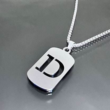 1 piece initial pendant necklace, 201 stainless steel, hollow design, non-fading, stylish punk street hip-hop accessories, unisex sweater chain
