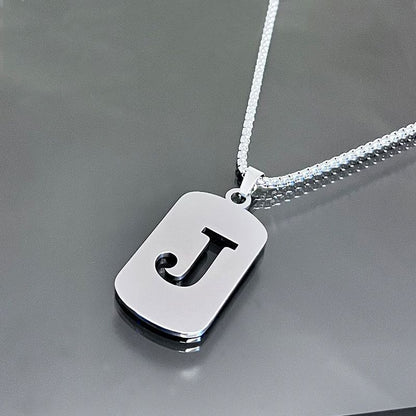 1 piece initial pendant necklace, 201 stainless steel, hollow design, non-fading, stylish punk street hip-hop accessories, unisex sweater chain