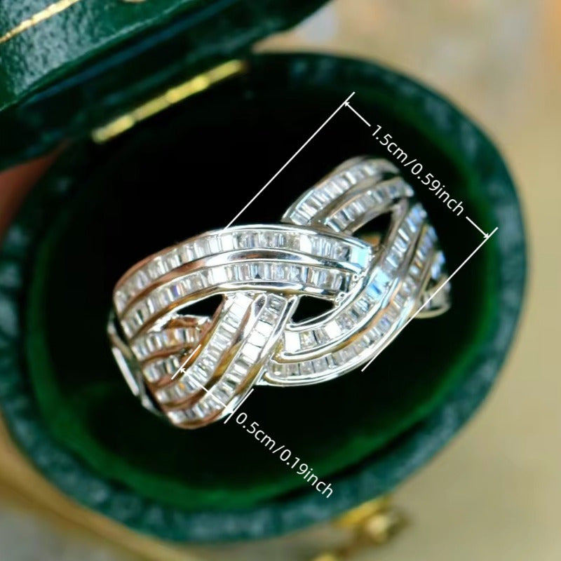 1 Women's Fashion Wide Face Ring Classic Luxury Full Set Synthetic Zirconia Hollow Geometric Ring Women's Daily Casual Party Banquet Wear Anniversary Gift