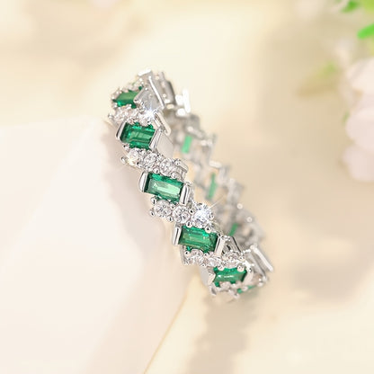 Elegant copper bridal ring set with synthetic jadeite, classic minimalist style, May birthstone, suitable for daily wear and gift giving, the perfect Valentine's Day gift