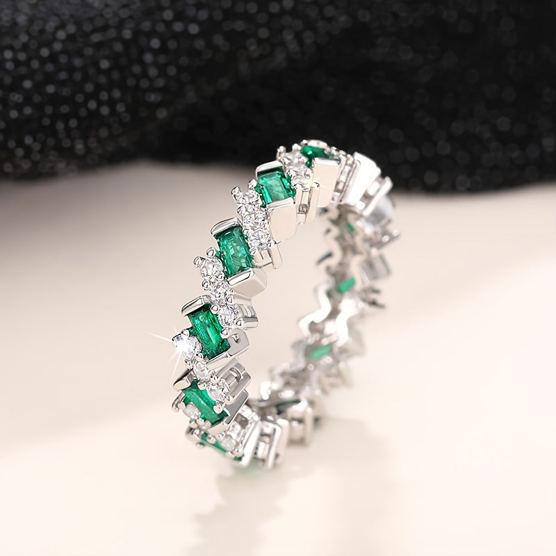 Elegant copper bridal ring set with synthetic jadeite, classic minimalist style, May birthstone, suitable for daily wear and gift giving, the perfect Valentine's Day gift