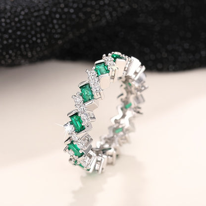 Elegant copper bridal ring set with synthetic jadeite, classic minimalist style, May birthstone, suitable for daily wear and gift giving, the perfect Valentine's Day gift