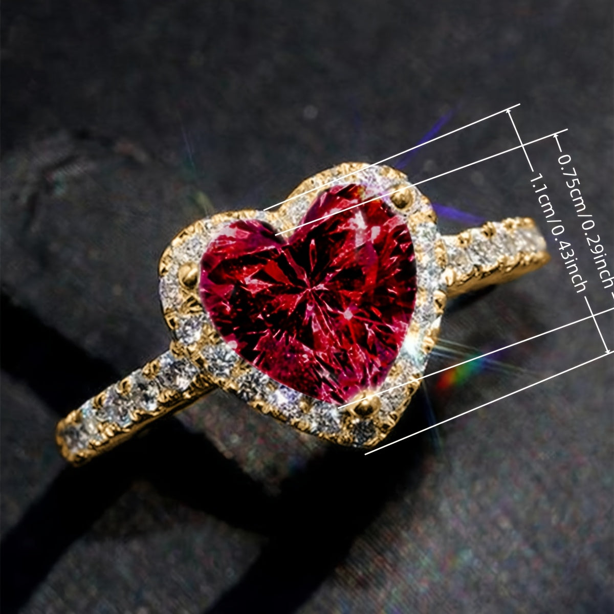 Ladies' Elegant Heart-Shaped Synthetic Garnet Engagement Ring - Perfect for Weddings, Parties, and Everyday Glamour