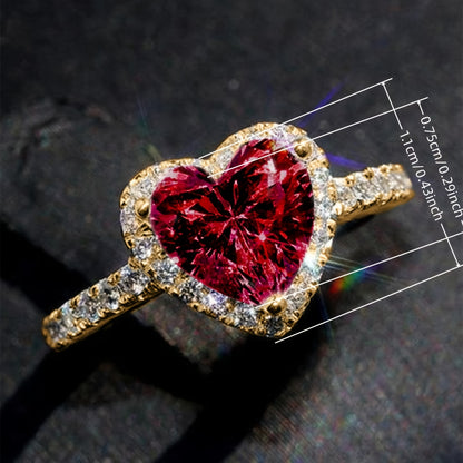 Ladies' Elegant Heart-Shaped Synthetic Garnet Engagement Ring - Perfect for Weddings, Parties, and Everyday Glamour