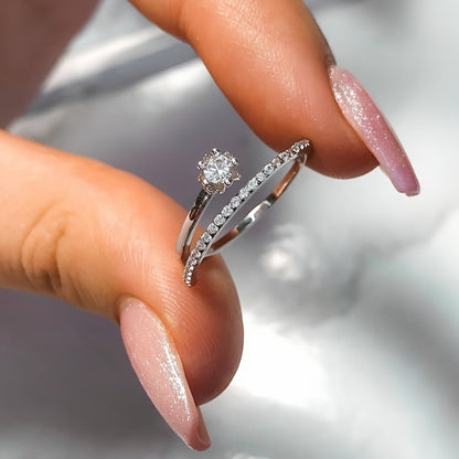 Exquisite 5-claw, zircon, opening, ring, ladies, daily, casual, party, wedding, decoration