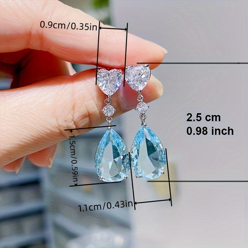 Heart and Drop Shapes Colorful Synthetic Gemstone Decorative Pendant Earrings Elegant Luxury Style Banquet Party Earrings