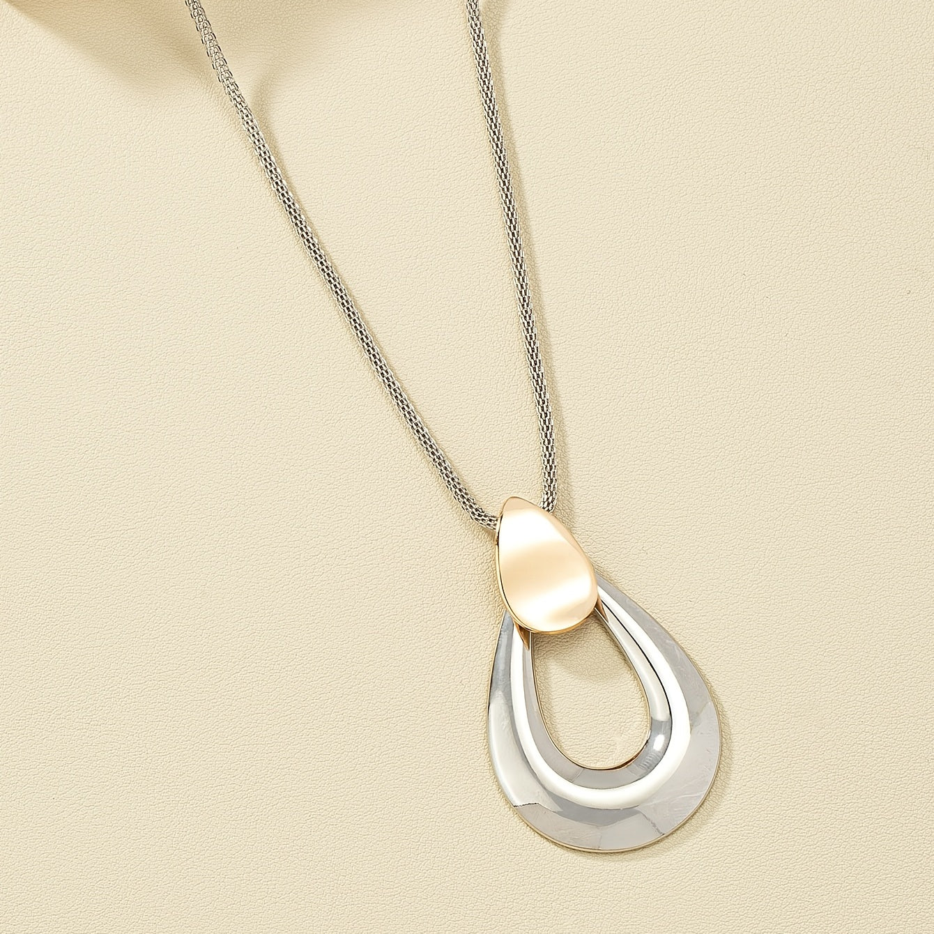 Women's Simple Water Drop Pendant Long Necklace Sweater Chain