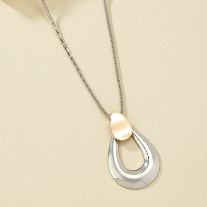 Women's Simple Water Drop Pendant Long Necklace Sweater Chain